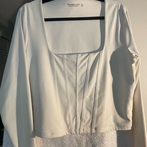 Abercrombie & Fitch Cream Long Sleeve Blouse